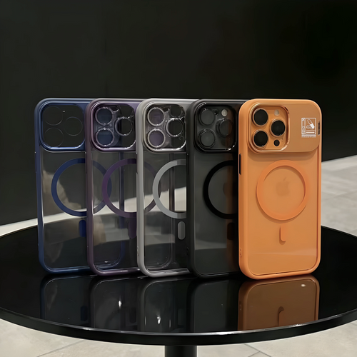 Metal Magnetic Phone Case with Lens Holder for iPhone 17 Air 17 15 16 Pro 14 Plus 13 12 Pro Max 11 Pro Camera Protection