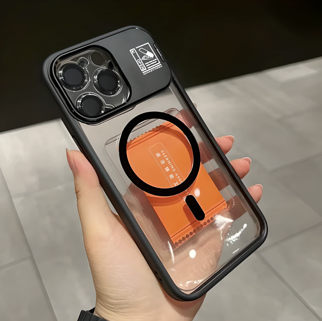 Metal Magnetic Phone Case with Lens Holder for iPhone 17 Air 17 15 16 Pro 14 Plus 13 12 Pro Max 11 Pro Camera Protection