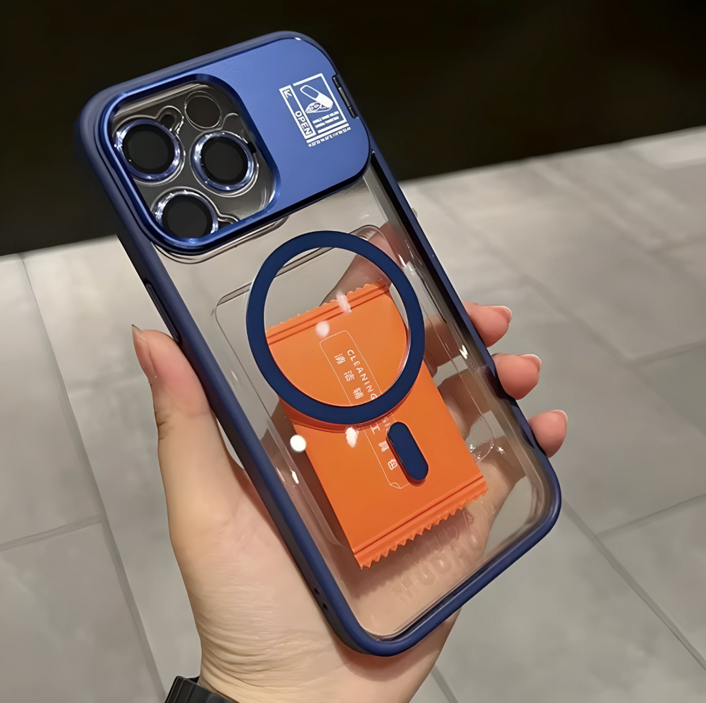 Metal Magnetic Phone Case with Lens Holder for iPhone 17 Air 17 15 16 Pro 14 Plus 13 12 Pro Max 11 Pro Camera Protection