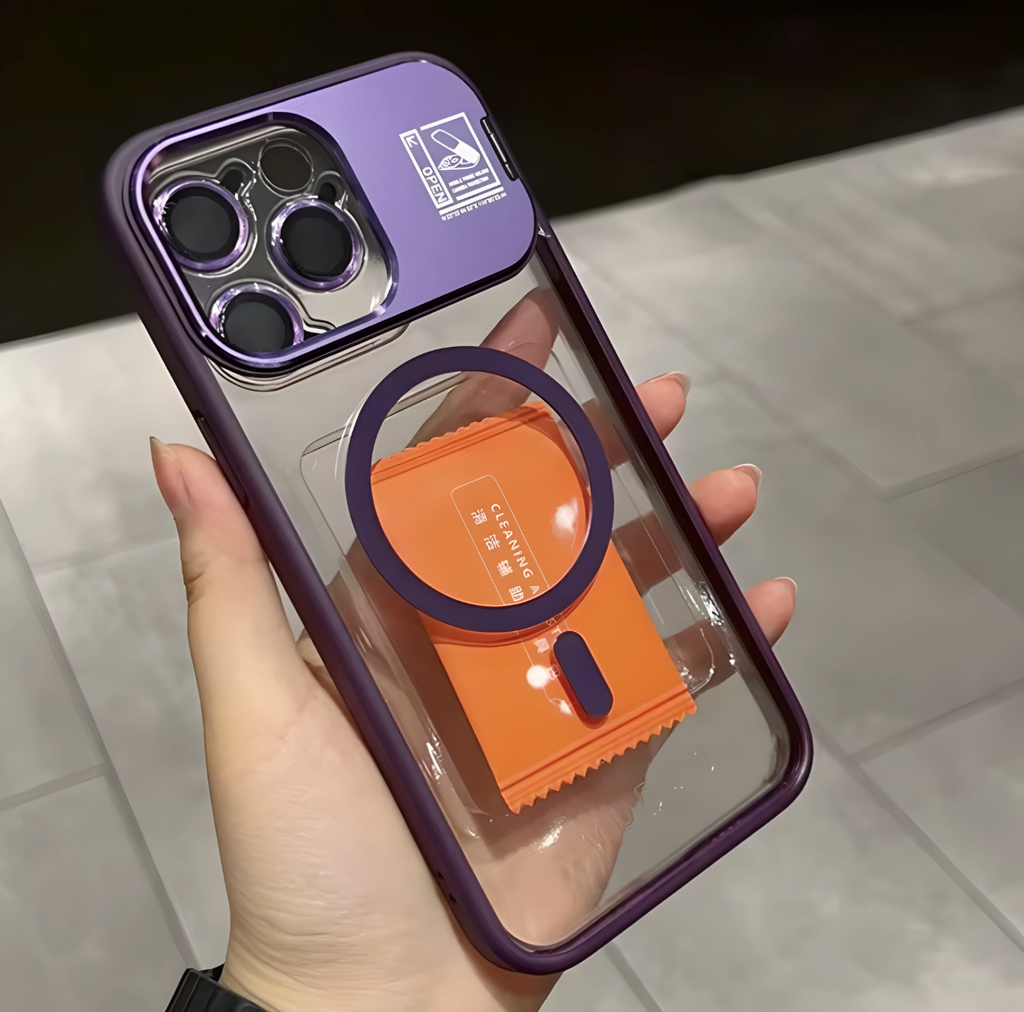 Metal Magnetic Phone Case with Lens Holder for iPhone 17 Air 17 15 16 Pro 14 Plus 13 12 Pro Max 11 Pro Camera Protection